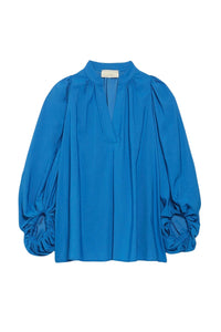 Blouse fluide Bell à col rond - Bleu