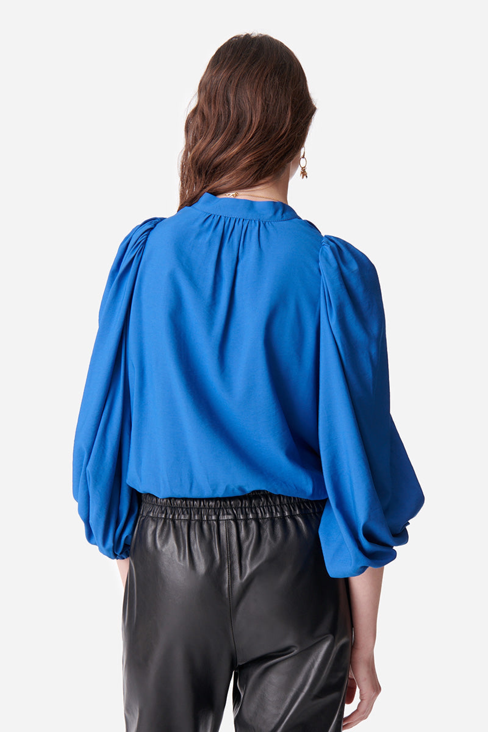 Blouse fluide Bell à col rond - Bleu