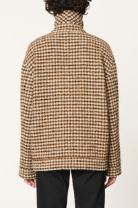 Jacket with a stand-up collar and houndstooth pattern - Multicolored