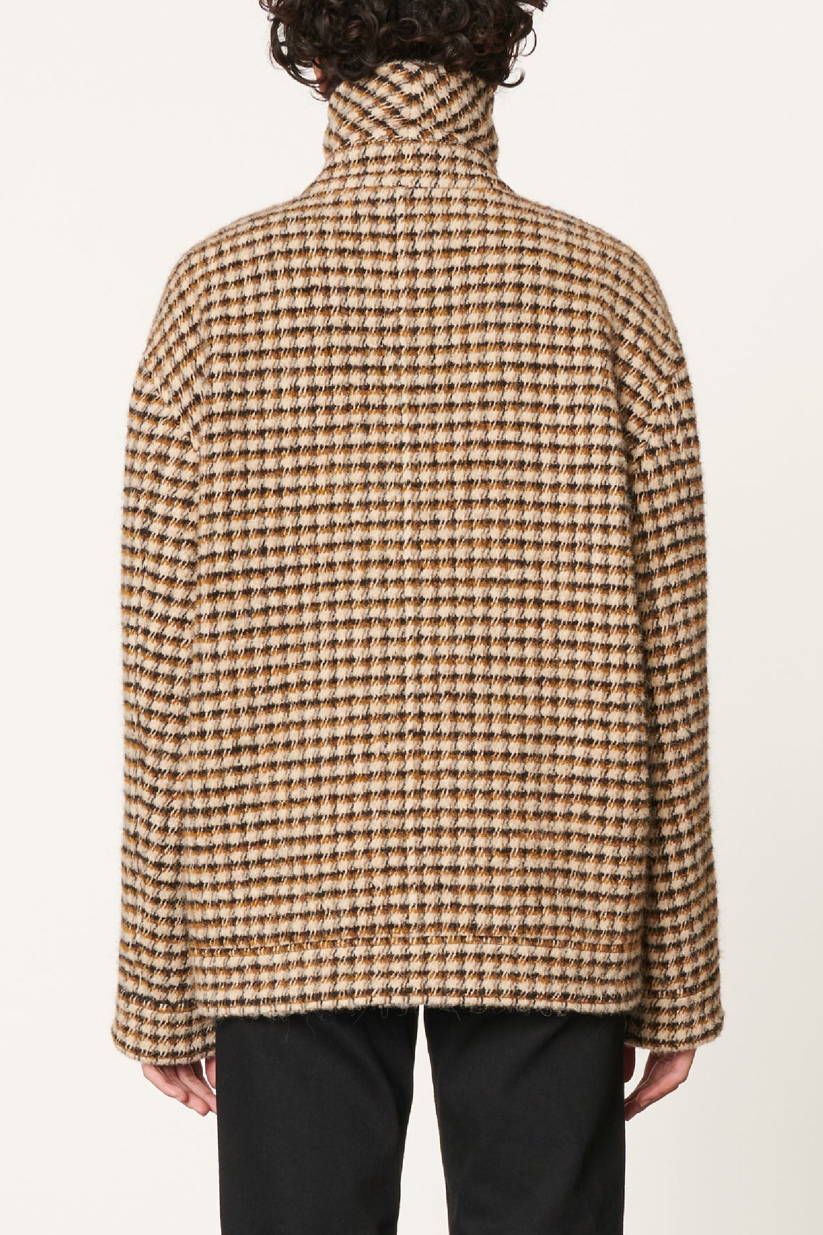 Jacket with a stand-up collar and houndstooth pattern - Multicolored