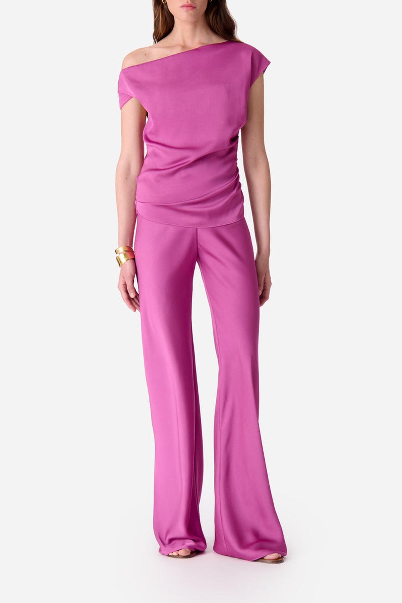 Pantalon droit en satin - Rose