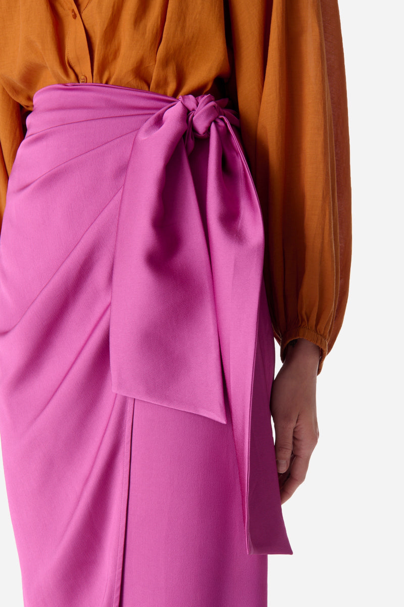 Draped midi skirt - Pink