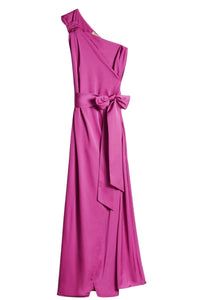 Robe longue asymétrique Euria - Rose