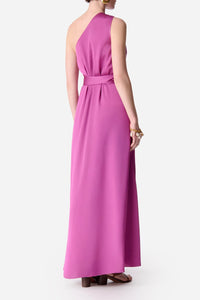 Robe longue asymétrique Euria - Rose