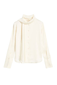 Chemise à col lavallière Filipina en satin - Écru