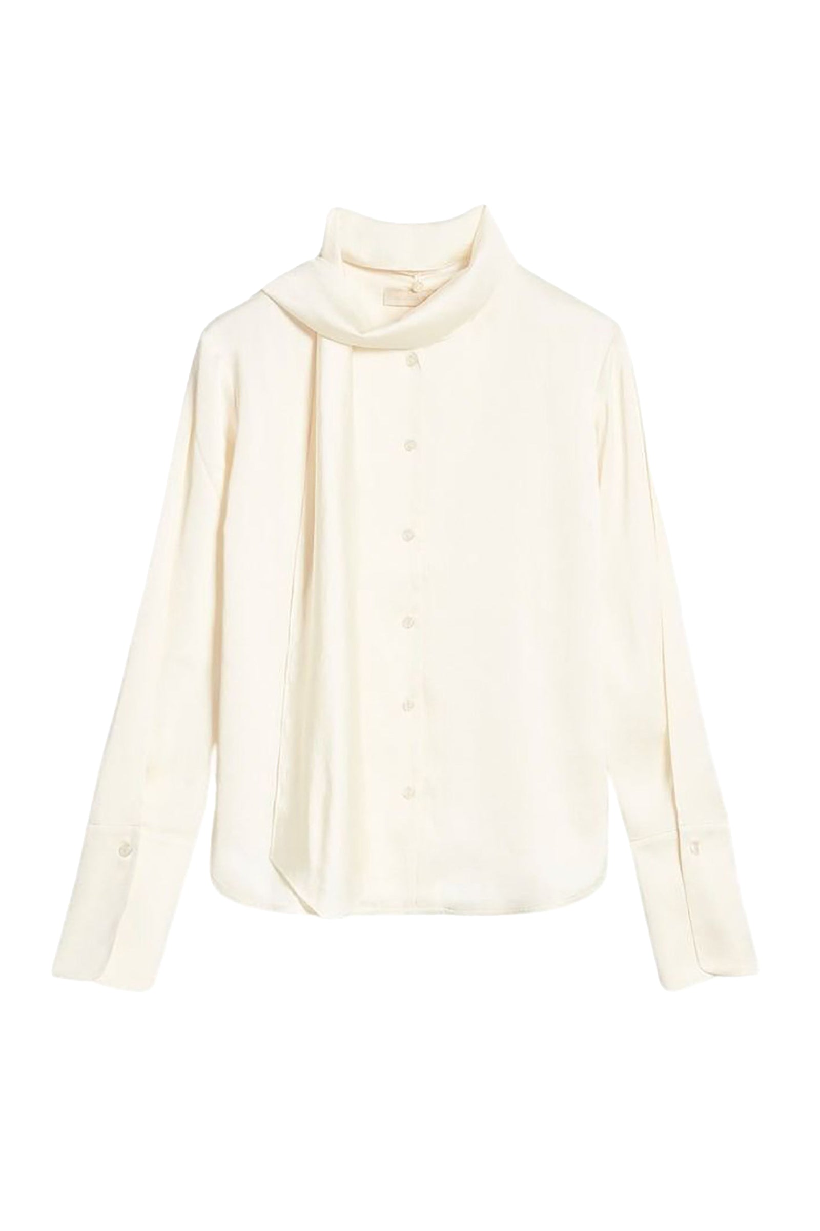 Chemise à col lavallière Filipina en satin - Écru