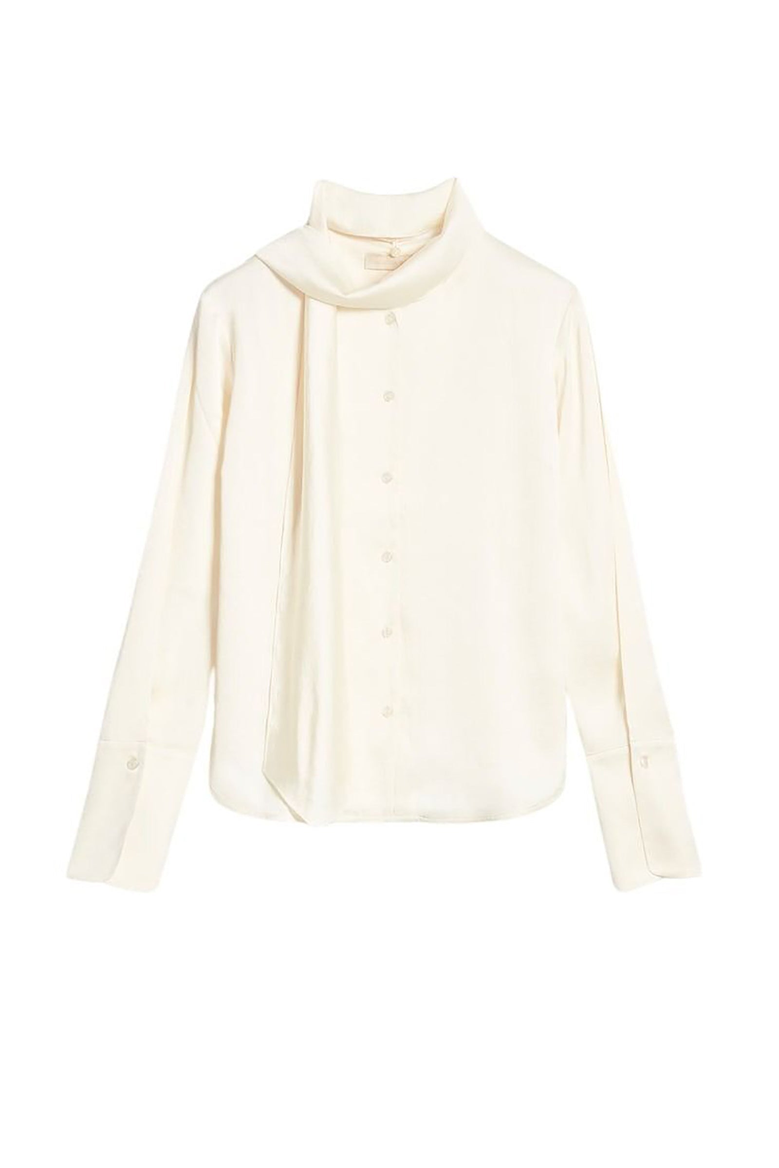 Chemise à col lavallière Filipina en satin - Écru