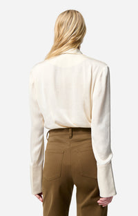 Chemise à col lavallière Filipina en satin - Écru