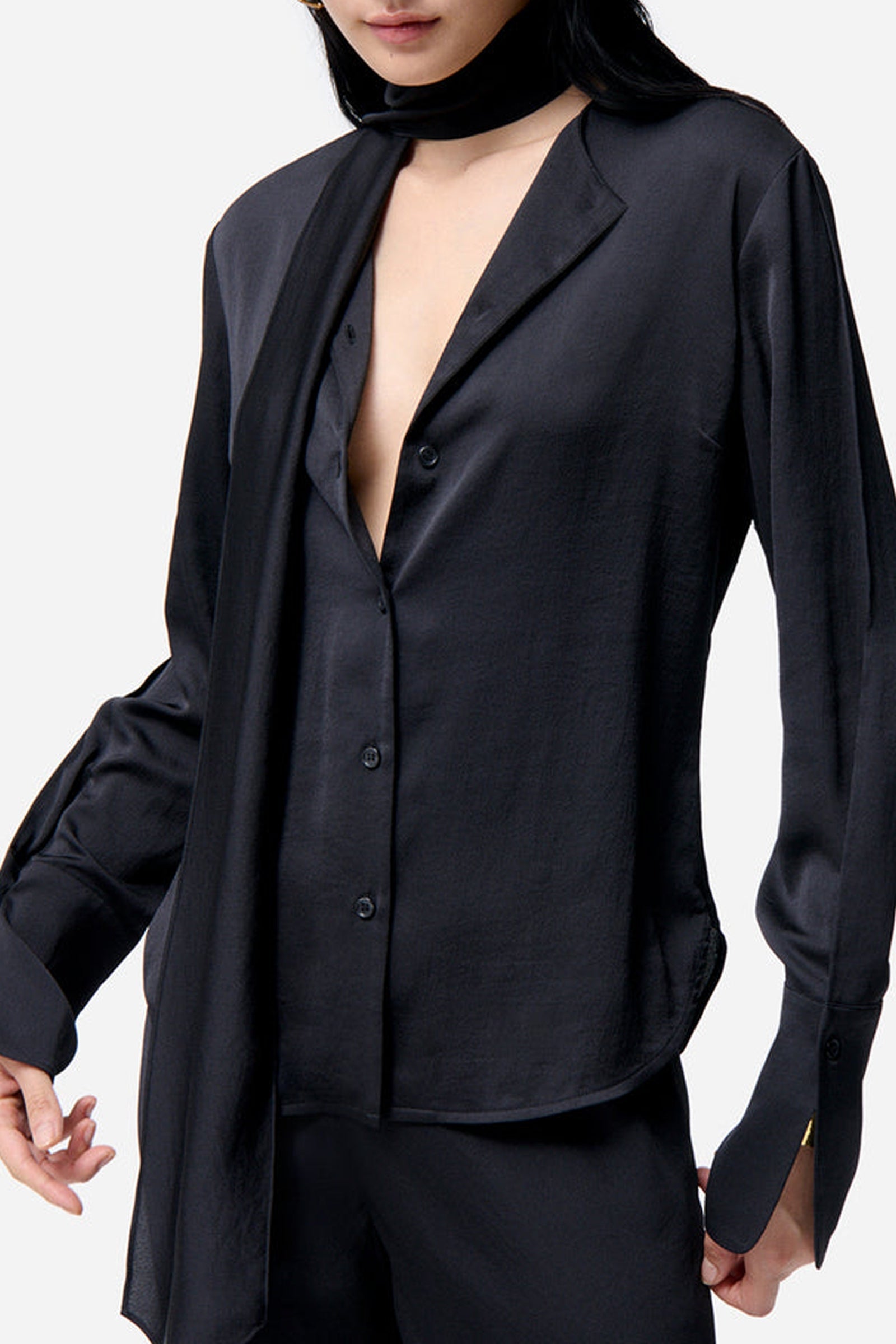 Chemise Filipina en satin - Noir