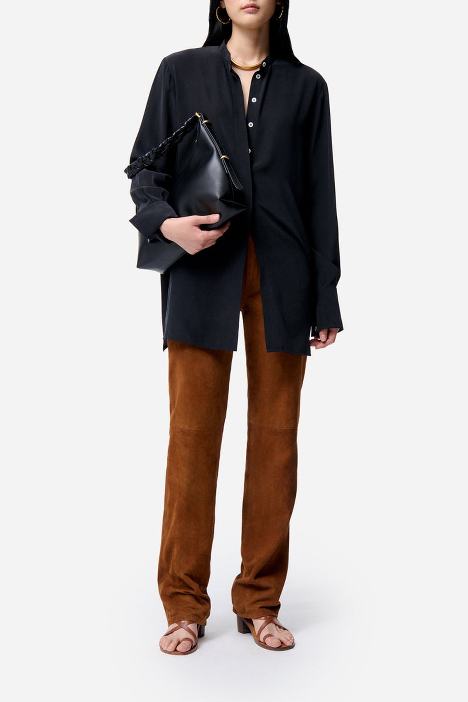 Chemise Feline en soie - Noir