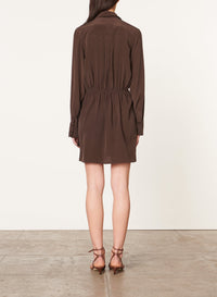 Robe courte Demi en soie mélangée - Café