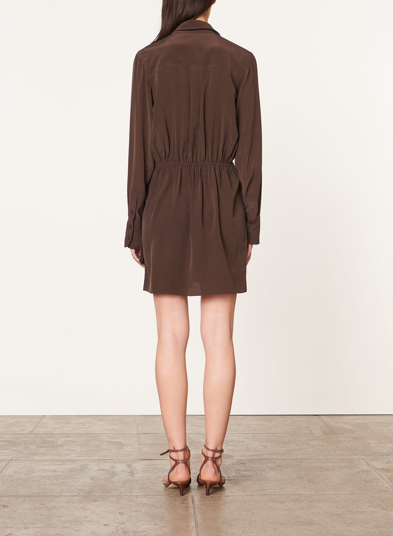 Robe courte Demi en soie mélangée - Café