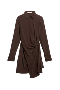 Robe courte Demi en soie mélangée - Café
