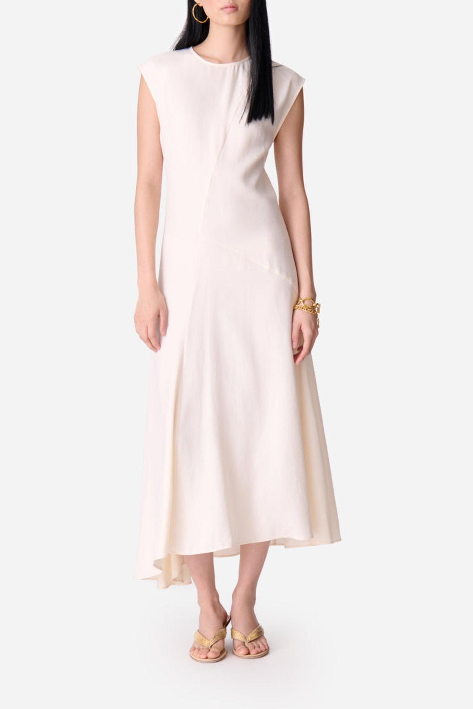 Robe longue asymétrique Enea - Écru