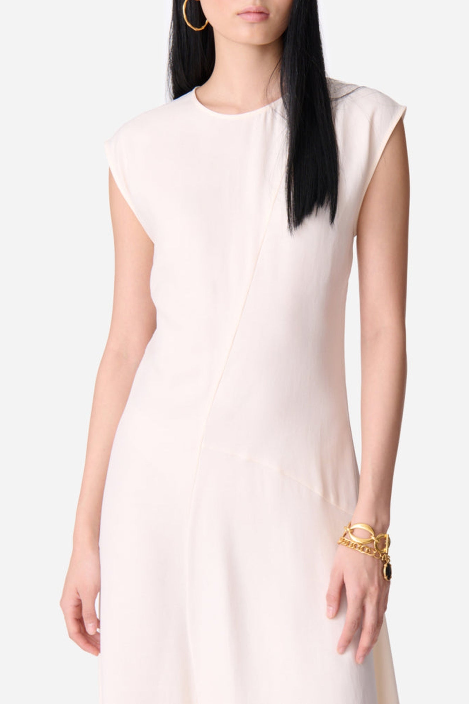 Robe longue asymétrique Enea - Écru