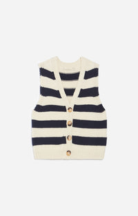 49 QTY NEW // ECRU/MARINE / Gilet Dounya - ECRU/MARINE