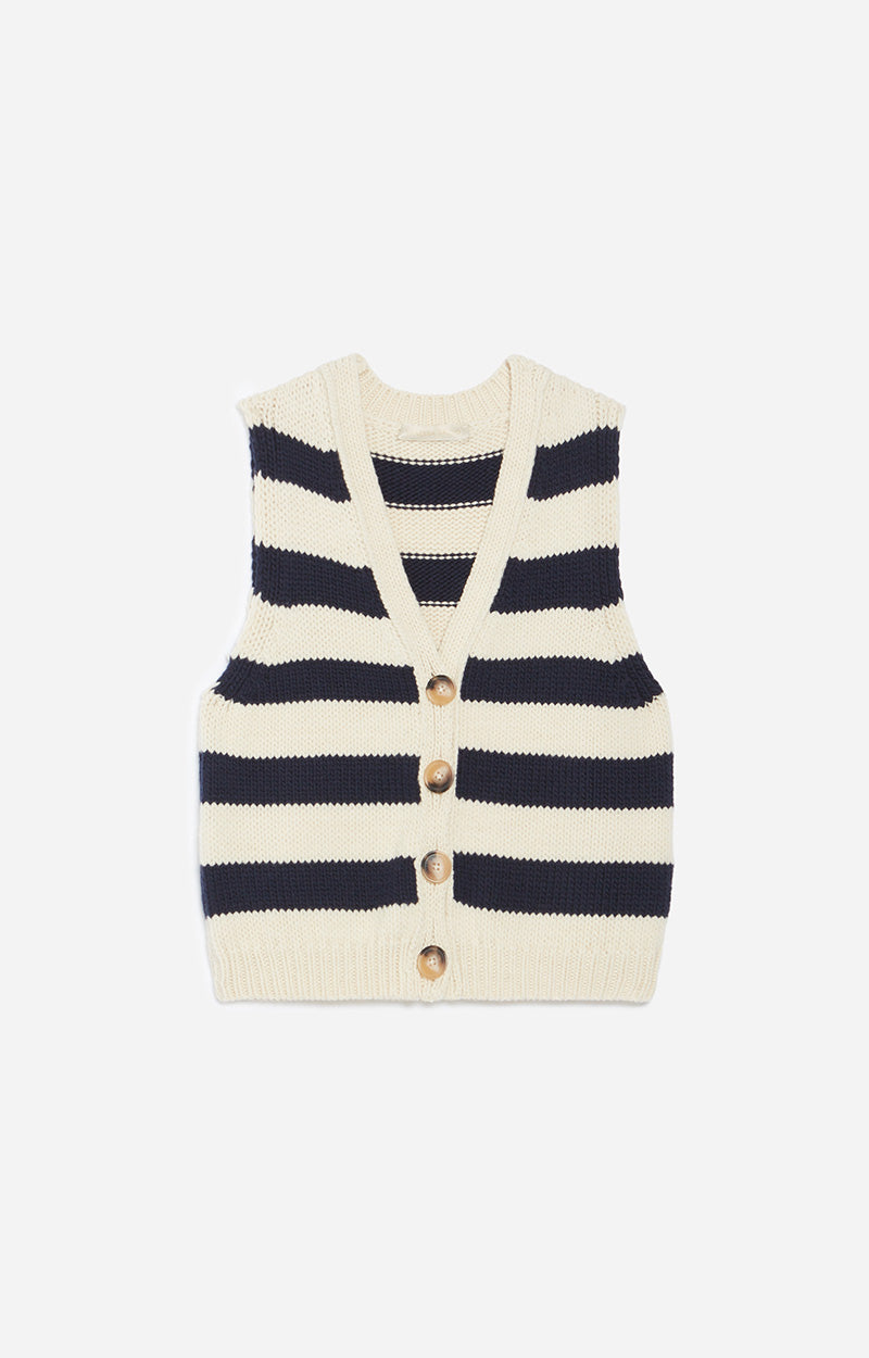 49 QTY NEW // ECRU/MARINE / Gilet Dounya - ECRU/MARINE