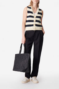 Gilet Dounya en laine - Écru & Marine