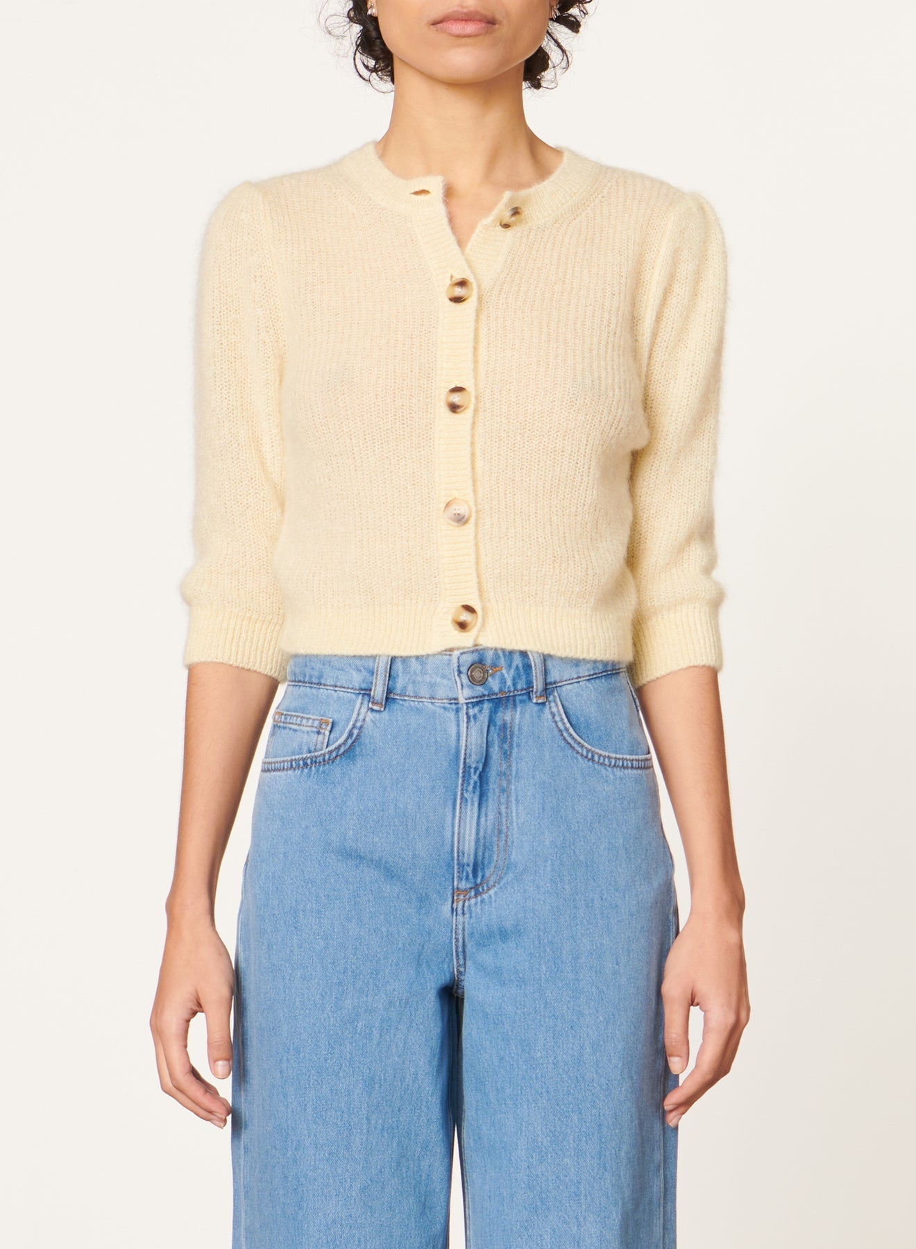 Gilet à manches 3/4 Desia en laine et soie - Citrus