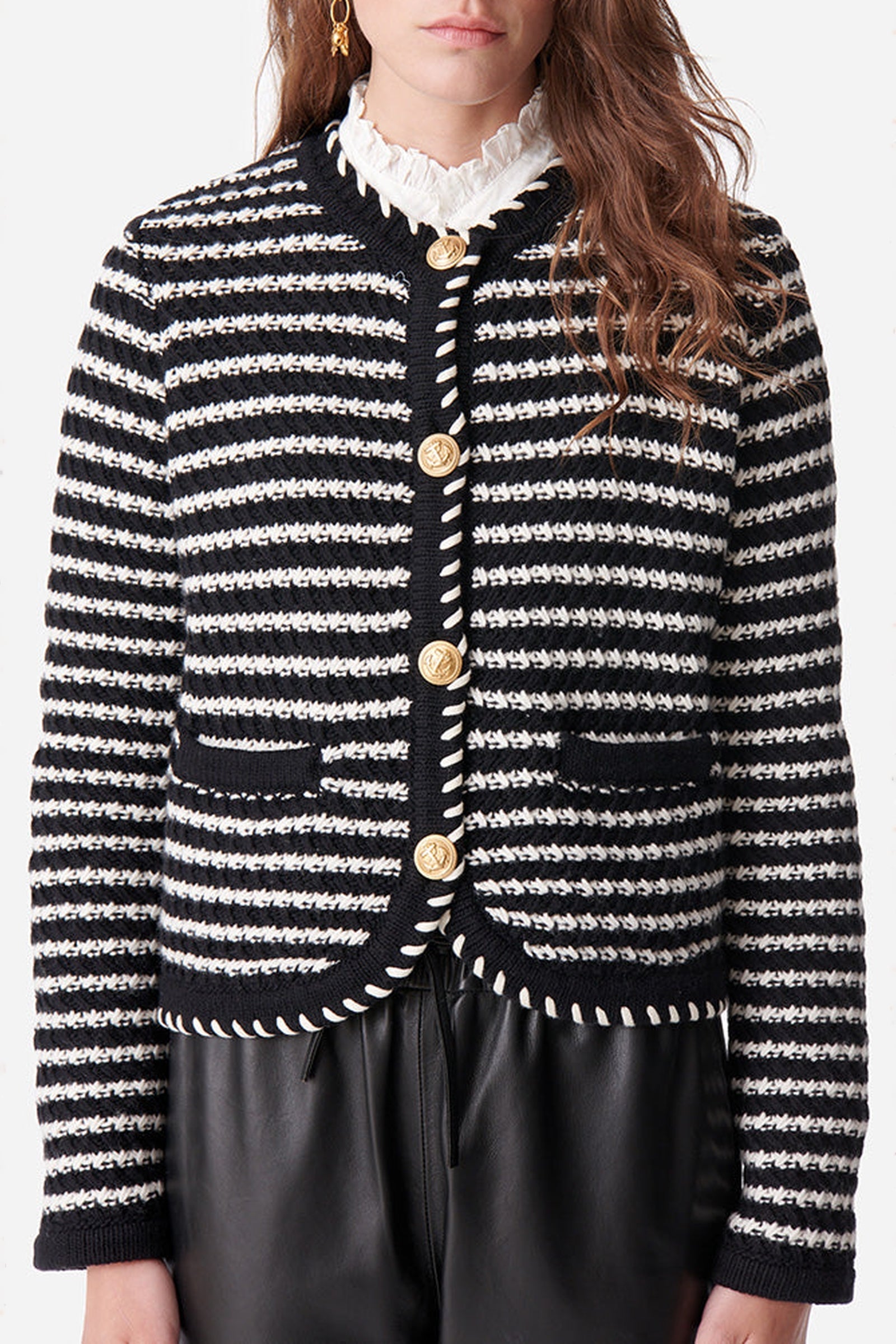 Gilet Daya en laine - Noir & Écru