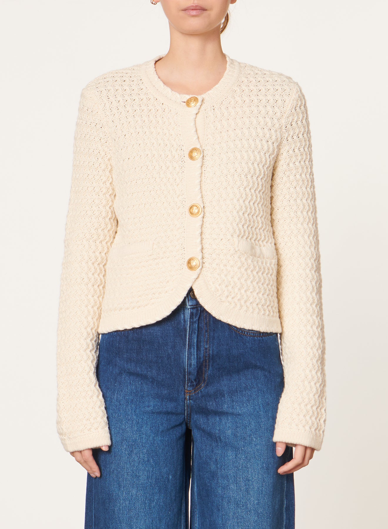 26 QTY NEW // ECRU / Cardigan Dorina - ECRU