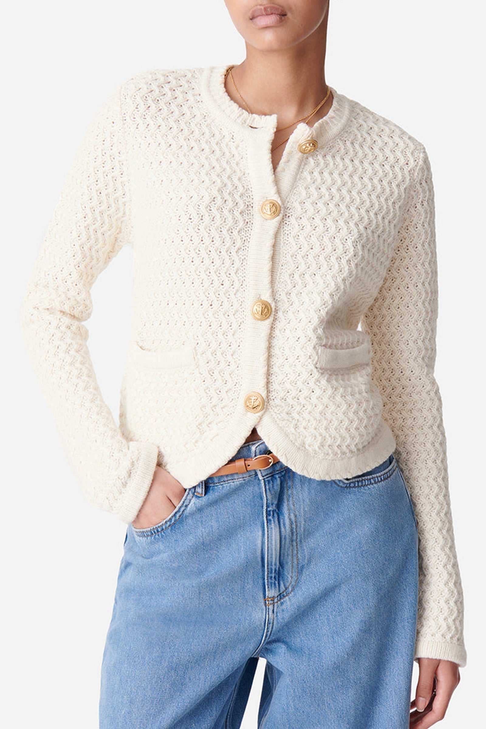 Cardigan Dorina en laine - Écru