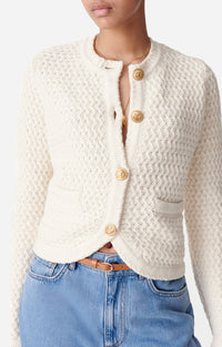 Cardigan Dorina en laine - Écru