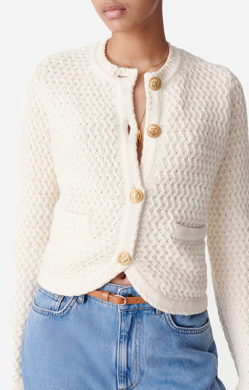 Cardigan Dorina en laine - Écru
