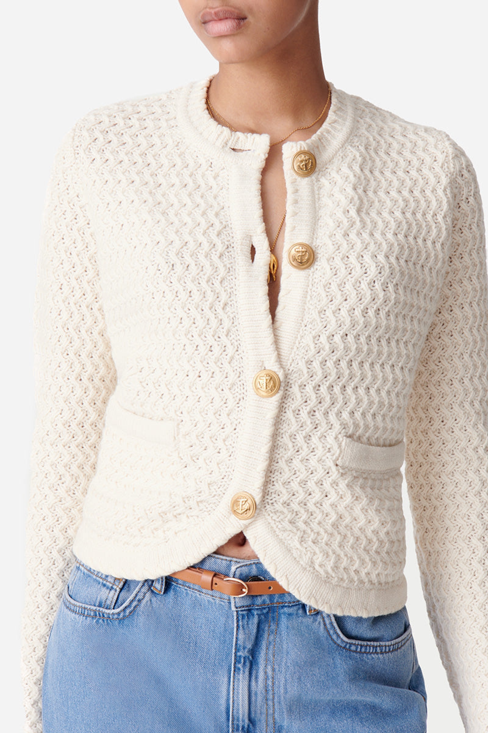 Cardigan Dorina en laine - Écru