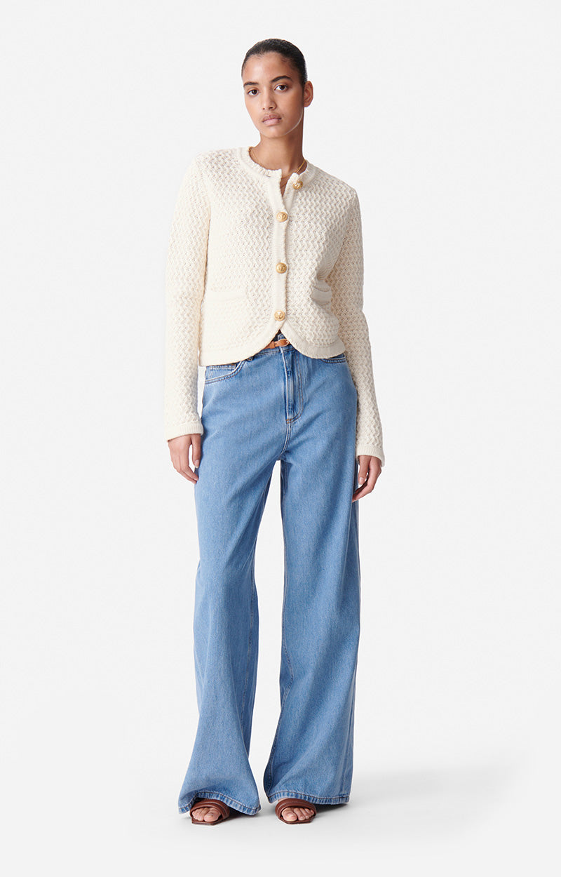 26 QTY NEW // ECRU / Cardigan Dorina - ECRU