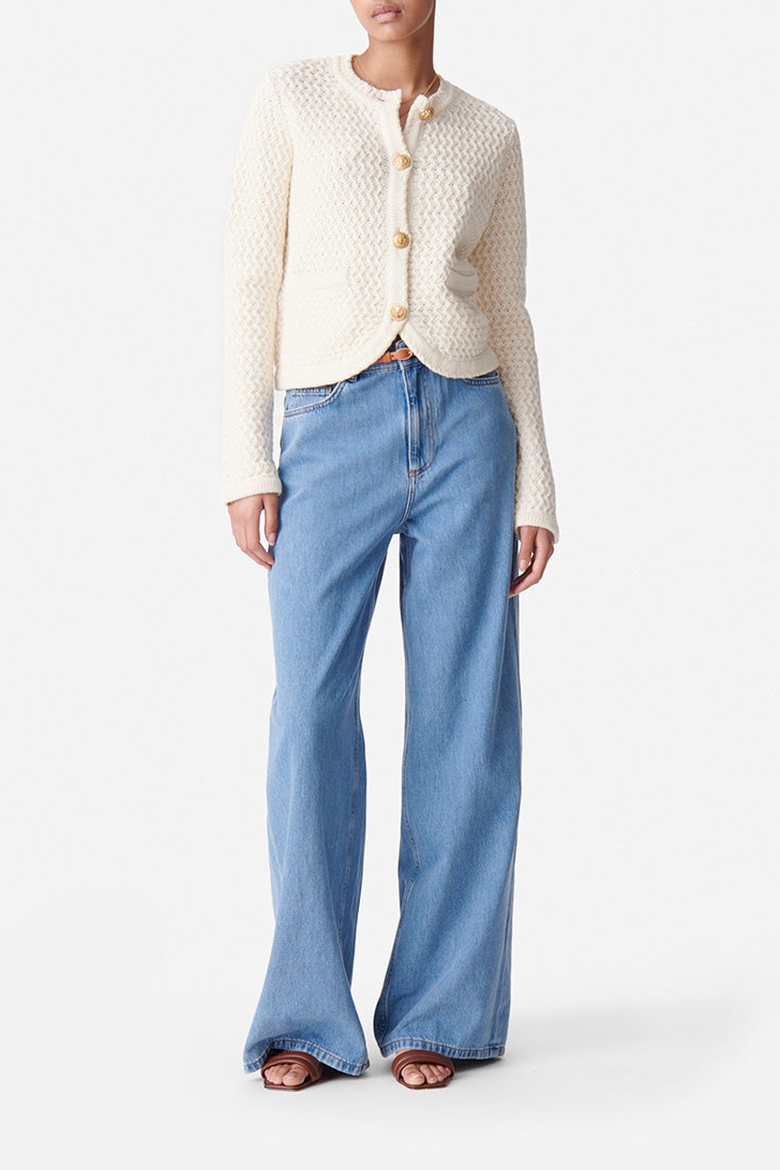 Cardigan Dorina en laine - Écru