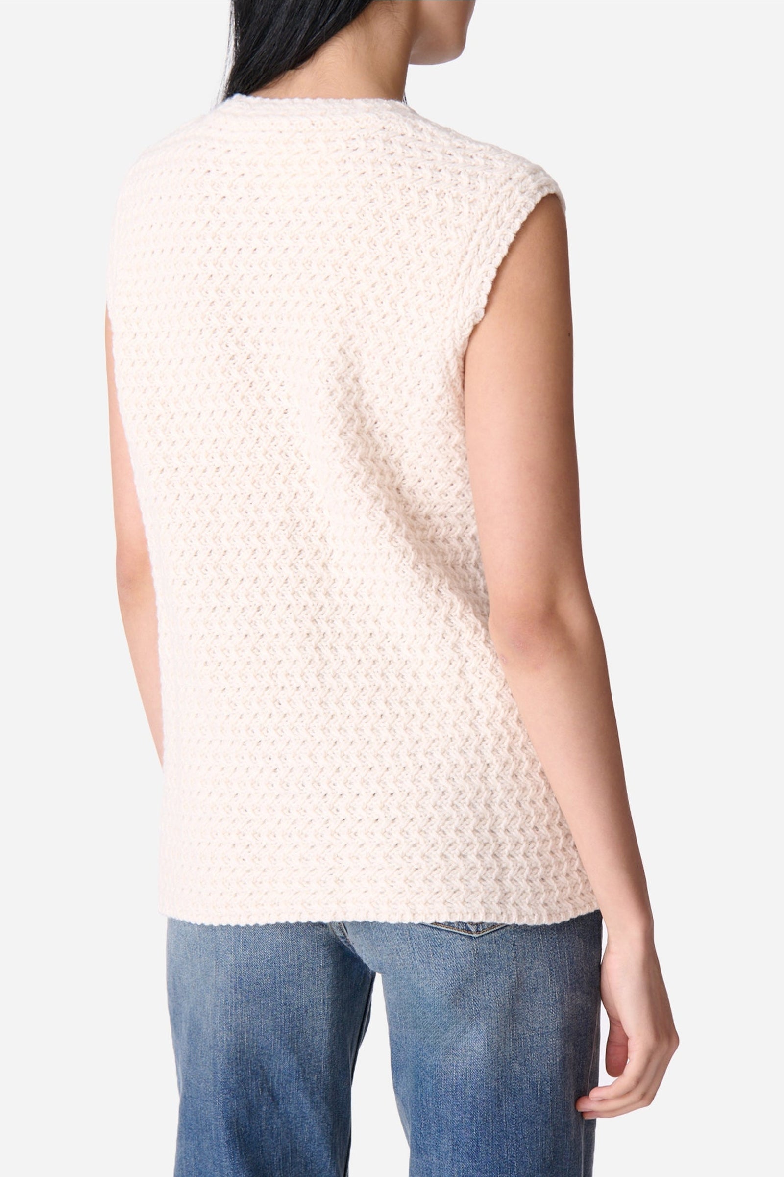 Cardigan sans manches Elisabeth en laine - Écru