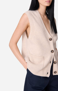 Cardigan sans manches Dashley en laine - Écru