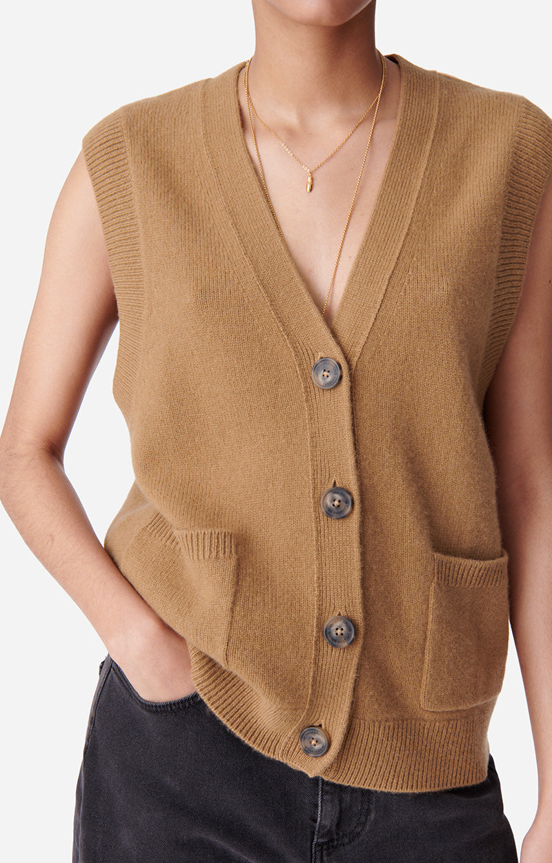 19 QTY NEW // CAMEL / Gilet Dashley - CAMEL