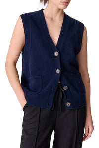 Cardigan sans manches Dashley en laine - Marine