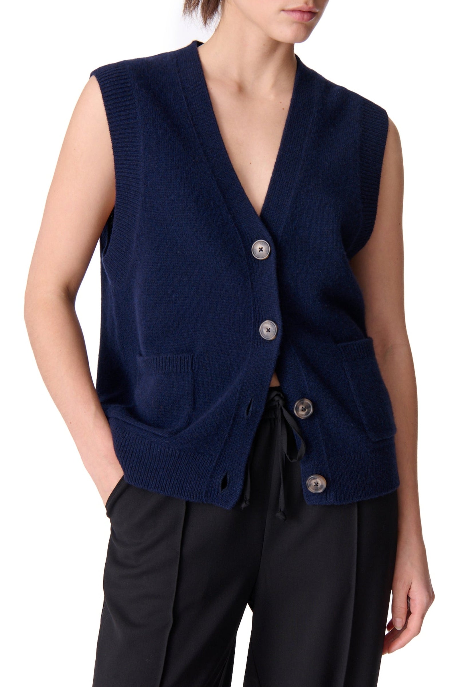 Cardigan sans manches Dashley en laine - Marine
