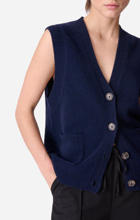 Cardigan sans manches Dashley en laine - Marine