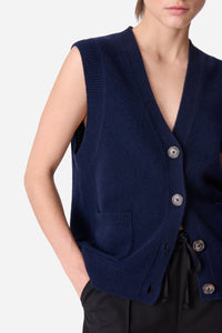 Cardigan sans manches Dashley en laine - Marine