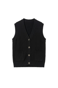 Cardigan sans manches Dashley en laine - Noir