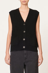 Cardigan sans manches Dashley en laine - Noir
