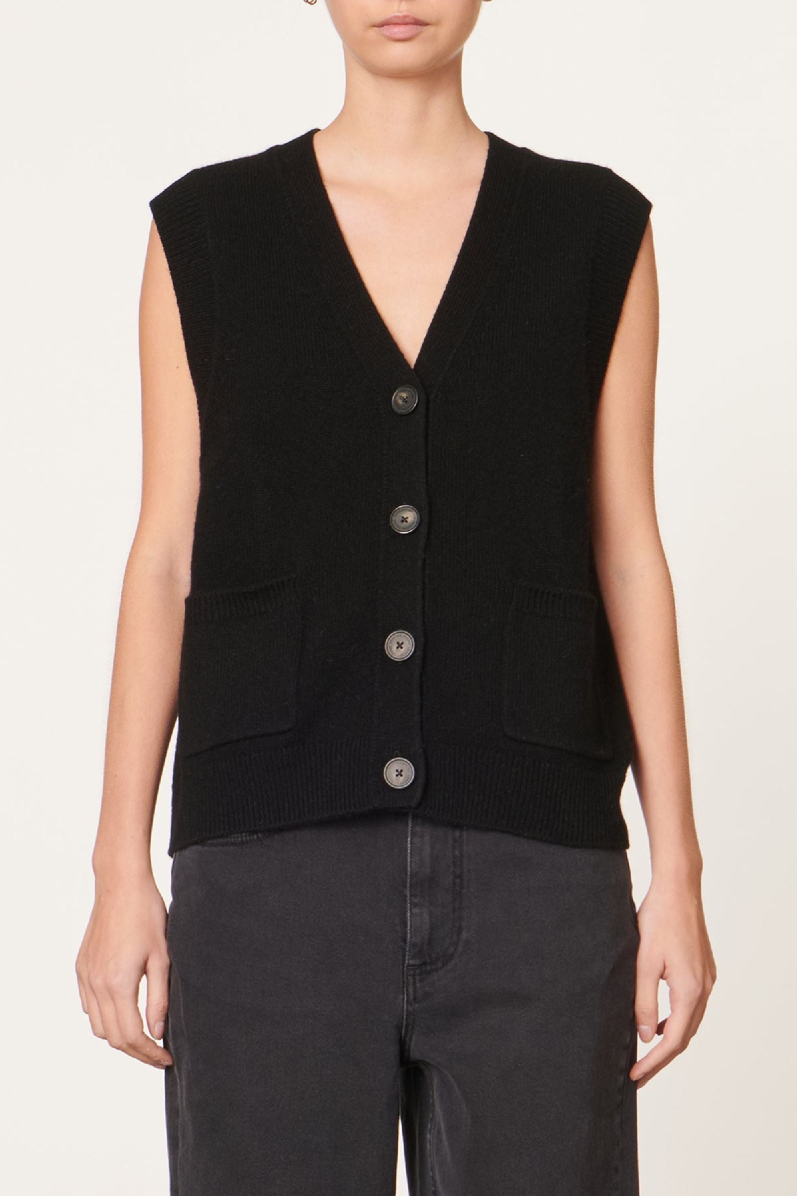 Cardigan sans manches Dashley en laine - Noir