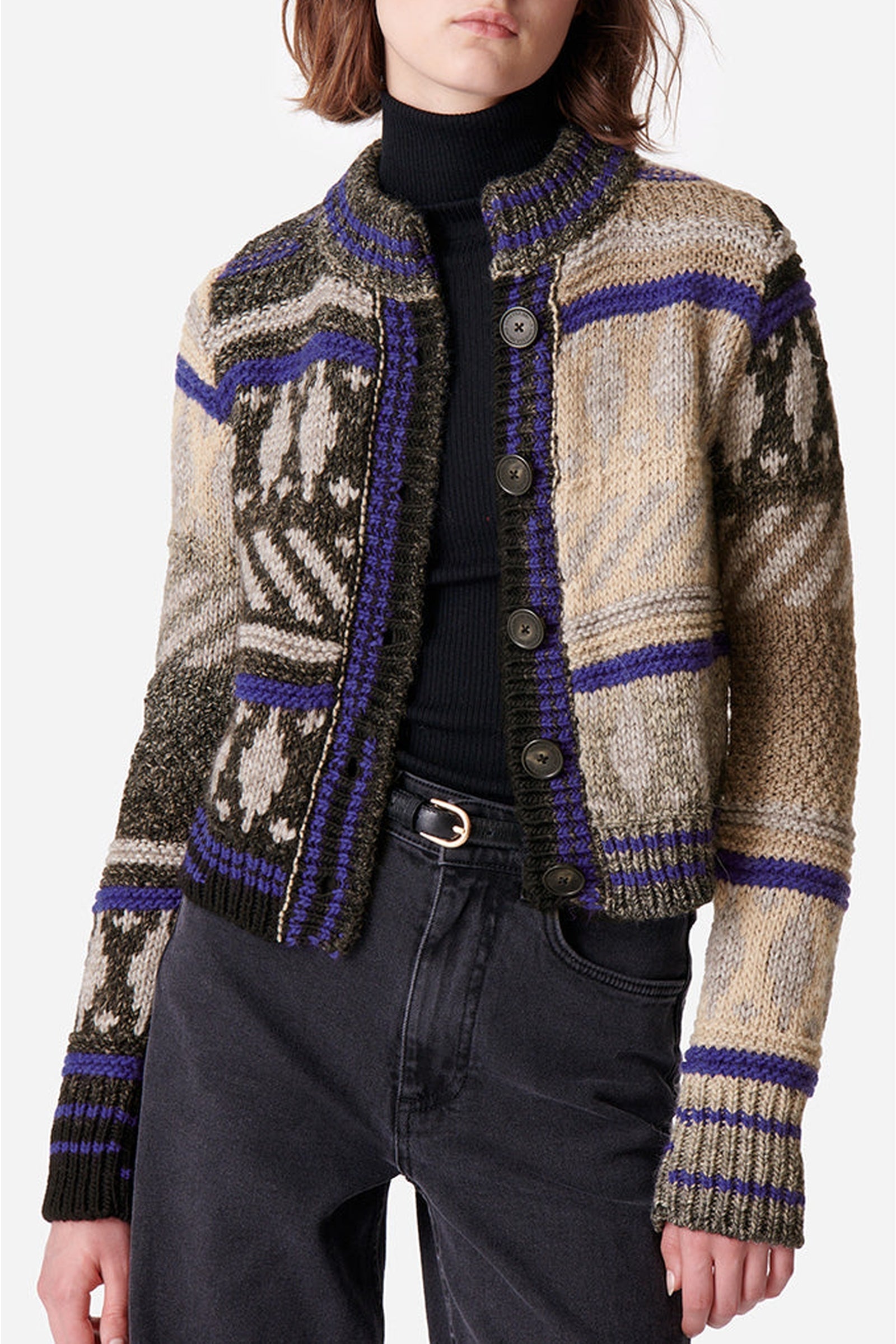 Pull Diamenta en maille de laine et alpaga - Camouflage