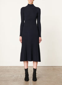 Robe midi Divana en laine mélangée - Marine