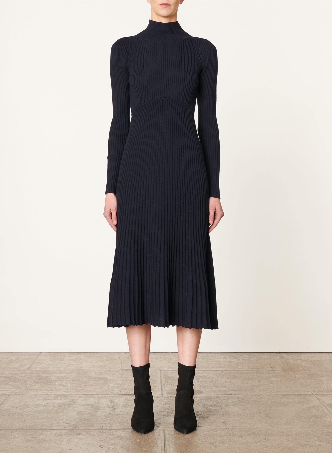 Robe midi Divana en laine mélangée - Marine