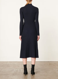 Robe midi Divana en laine mélangée - Marine