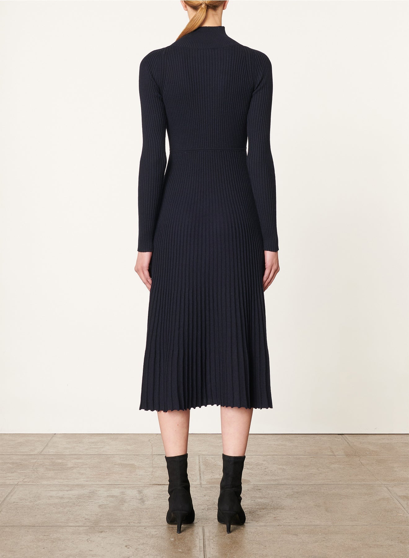 Robe midi Divana en laine mélangée - Marine