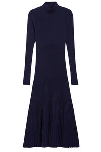 Robe midi Divana en laine mélangée - Marine