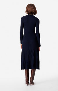Robe midi Divana en laine mélangée - Marine