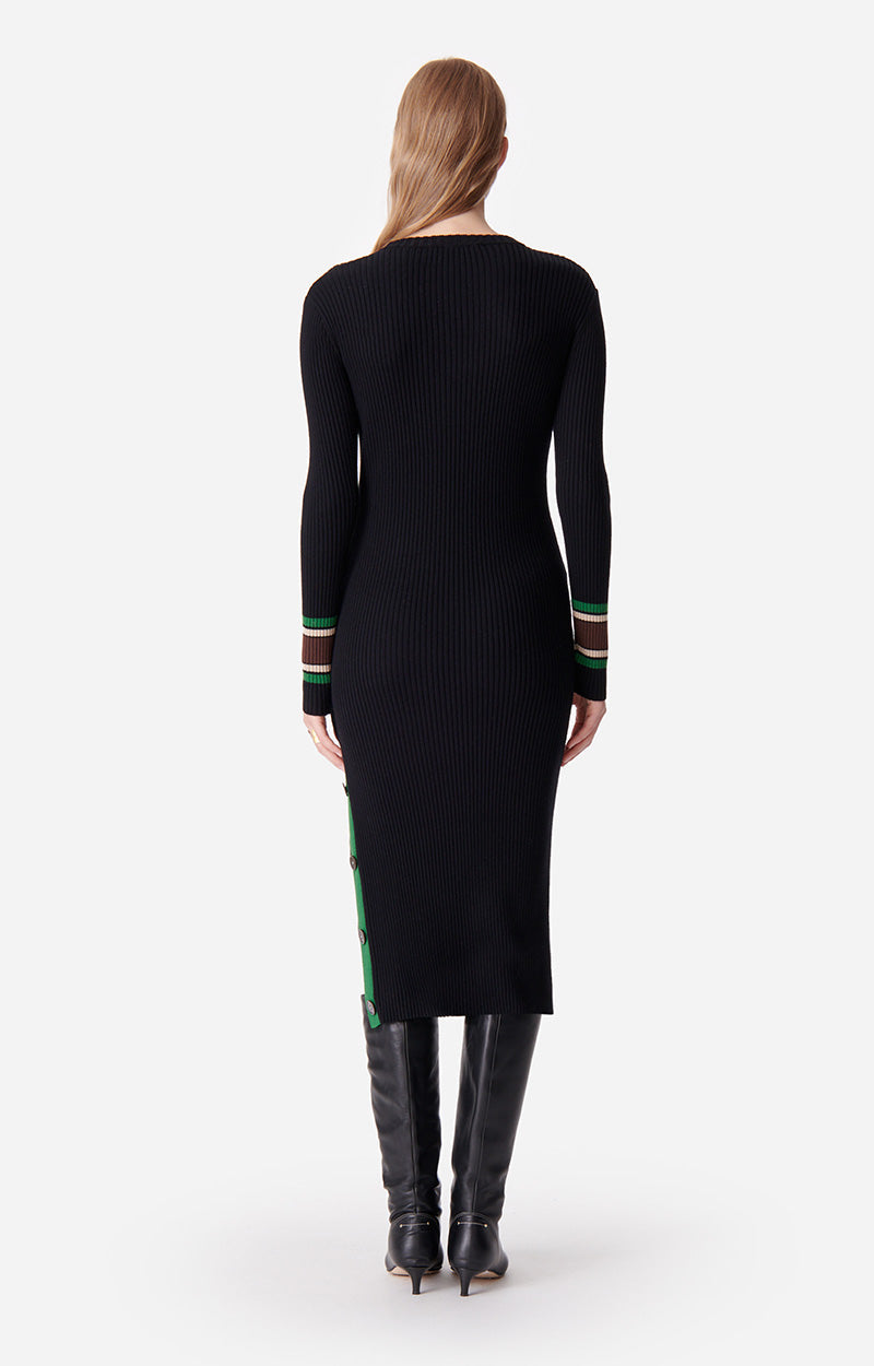 Robe midi Dagmar en laine mélangée - Noir