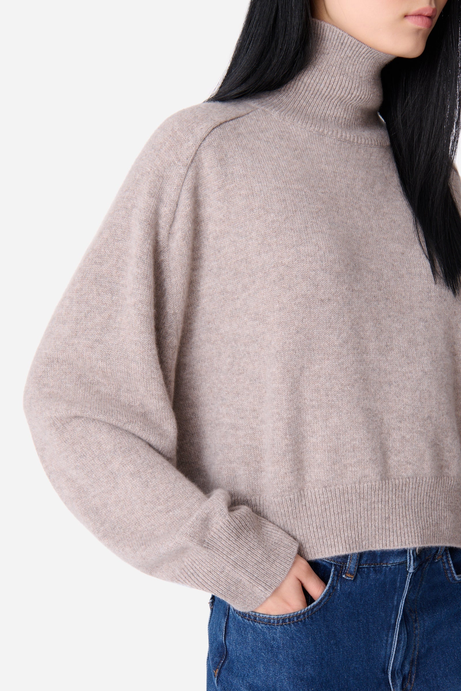 Pull col roulé Dolmia en cachemire - Taupe